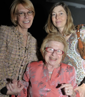 Dr. Ruth Westheimer, the noted sex therapist, flanked by Janice Altman (left), author of Being Naked, and Linda Jesselson