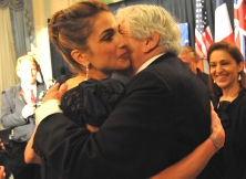 James Wolfensohn greeting Queen Rania Al Abdullah