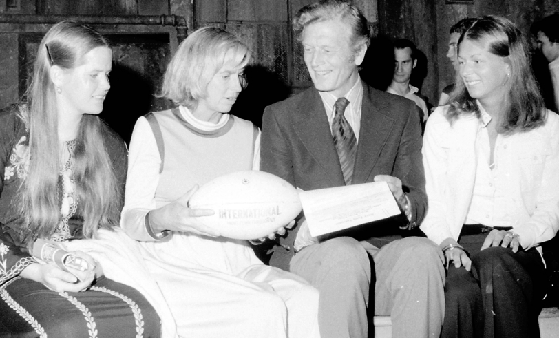After a performance of The Changing Room, John Lindsay signed a contract to understudy John Lithgow the day after he leaves office. He told wife Mary and daughters Anne (left) and Kathy Schaffer (right) not to get excited—it’s only a gag