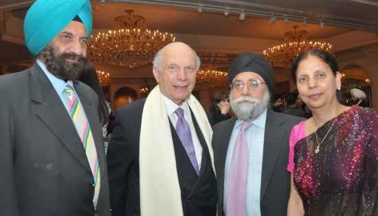 Tarlochan Singh of the Parliament of India, Rabbi Arthur Schneier and wife Elisabeth, and Surinder Singh Chawla and wife Lajwunder
