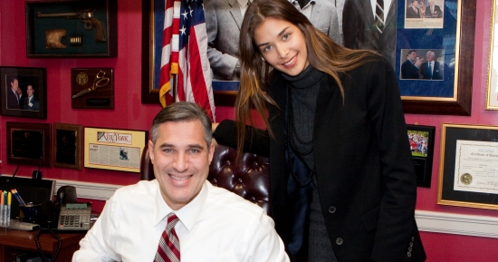 Dayana Mendoza, Miss Universe 2008, with Michael Wildes in his New York office
