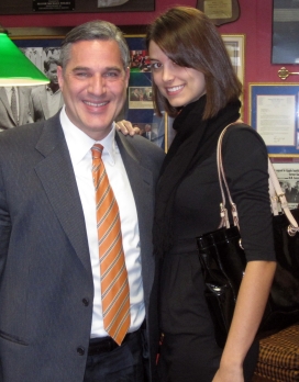 Stefania Fernandez, Miss Universe 2009, with Michael Wildes in his Englewood office