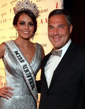 Ximena Navarette, Miss Universe 2010, and Michael Wildes at the Las Vegas pageant