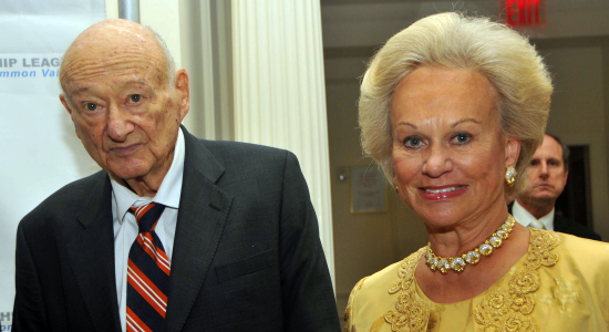 Former New York Mayor Ed Koch and philanthropist Ingeborg Rennert