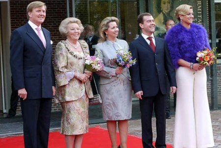 Crown Prince Willem-Alexander, Queen Beatrix, Svetlana and President Dimitri Medvedev, Princess Máxima