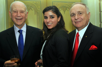 Gabriel Erem (right) with Dr. Phillip Frost, chairman of Teva Pharmaceuticals, and Estée Goldschmidt, daughter of the chief rabbi of Moscow