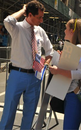 Mayoral contender Anthony Weiner is trying to figure it out: Am I Weiner or winner?