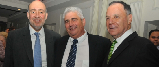 Ron Prosor, Israeli Ambassador to UN (from left); Zeev Rubinstein, executive director of American Council for World Jewry; and Dan Gillerman, former Israeli Ambassador to UN