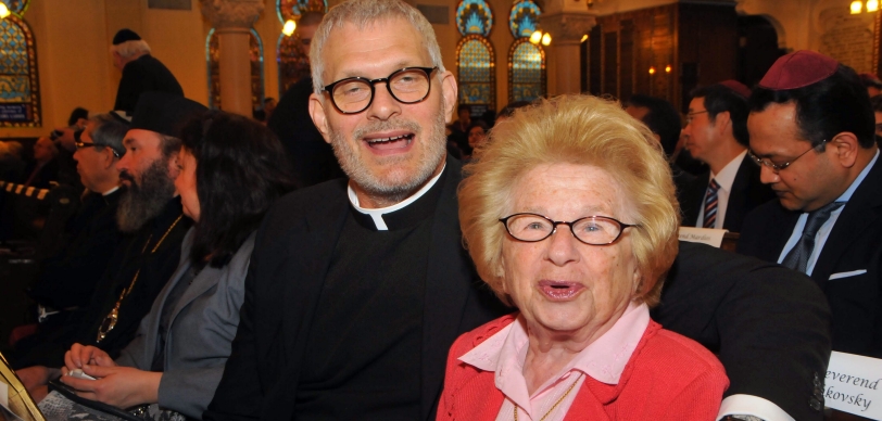 Rev. Mark Aret, communications office of the Greek Orthodox Church of America, and Dr. Ruth Westheimer