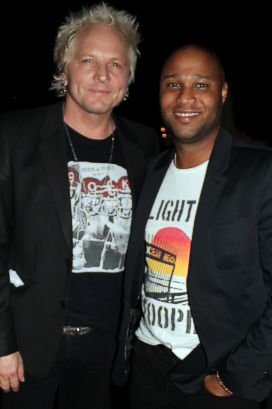 Grammy winner and Rock and Roll Hall of Famer Matt Sorum of Guns N Roses (left) in The WHO’s Odds & Sods Musical T and film/TV producer Kevin Sharpley in the Slightly Stoopid Musical T