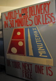 Minuteman II promises "worldwide delivery in 30 minutes or your next one is free."