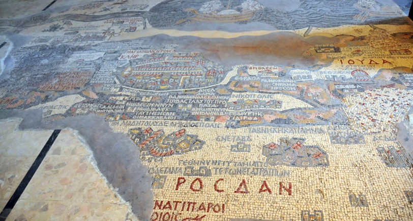 Close-up of mosaic map