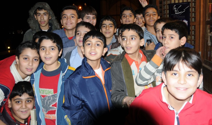 School children in Esfahan thrilled to see an American